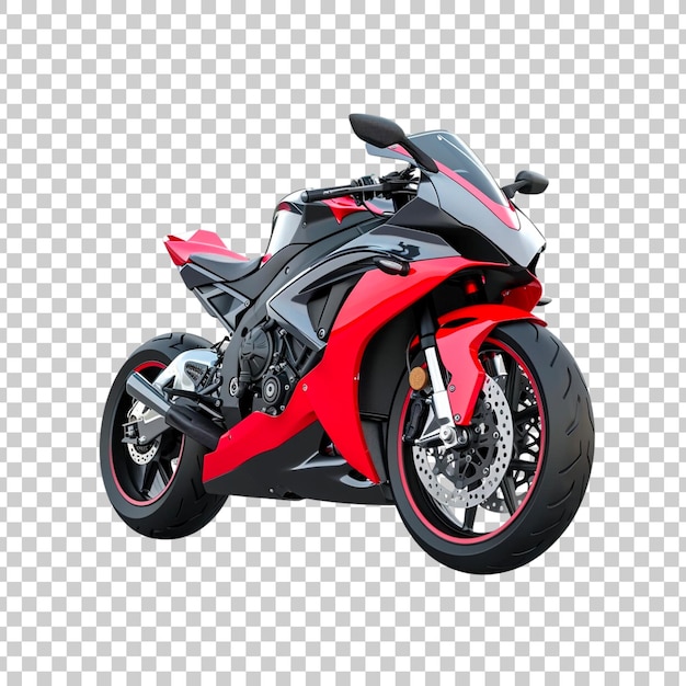Red sports bike motorcycle on a transparent background