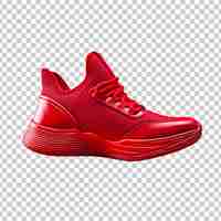 Free PSD red sports sneakers or running shoes on a transparent background