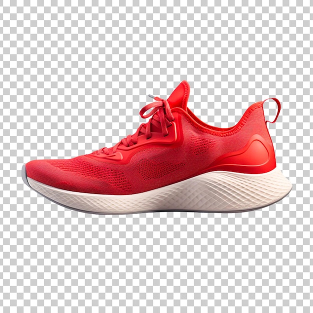 Red sports sneakers or running shoes on a transparent background