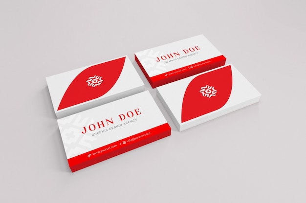 Free PSD red and white business card mock up