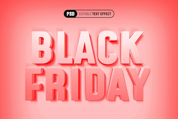 PSD gratuito effetto testo sfumato rosso e bianco per il black friday