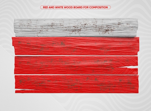赤と白のリアルな木の板