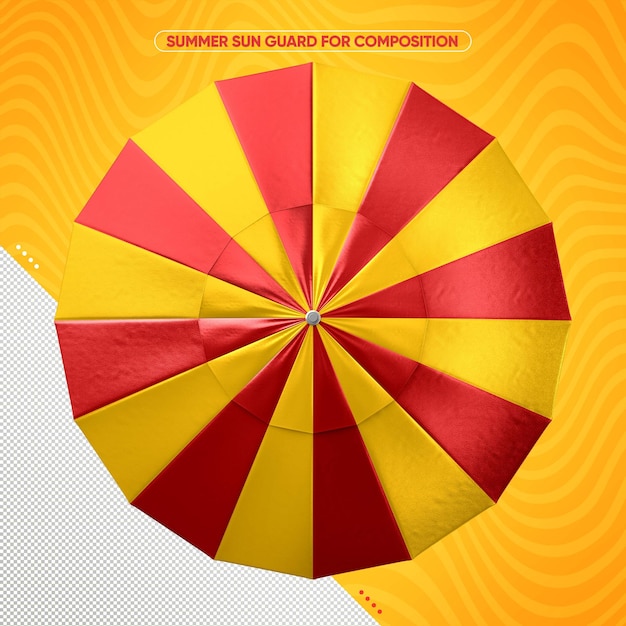 Free PSD red and yellow sunshade top view for summer