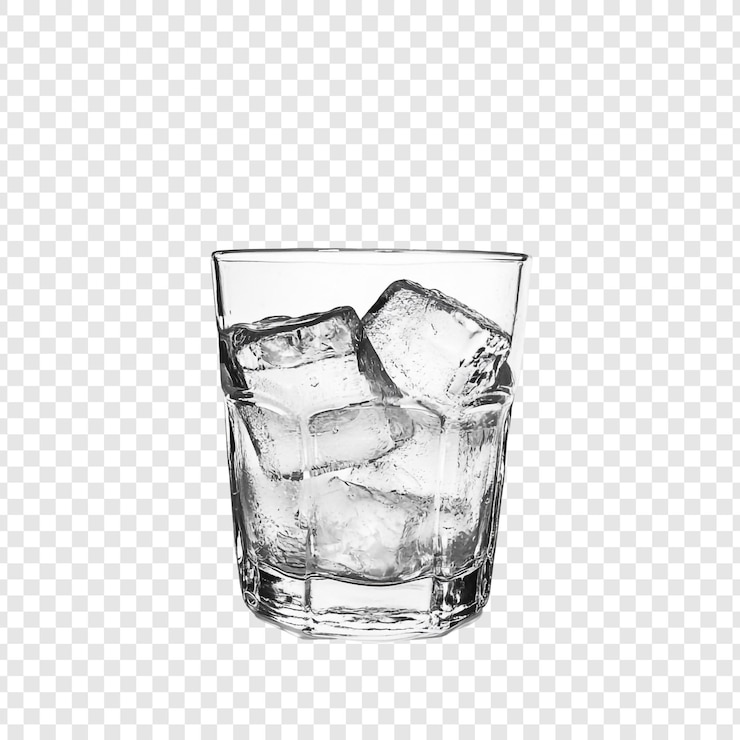 Free PSD refreshing ice cubes in a glass