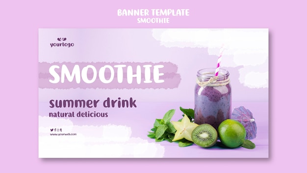 Free PSD refreshing smoothie banner template with photo