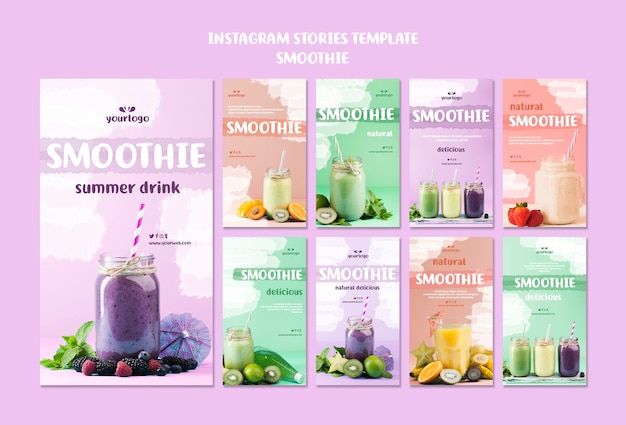 Free PSD refreshing smoothie instagram stories