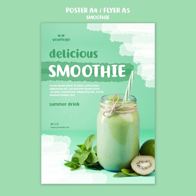 Refreshing smoothie poster template with photo