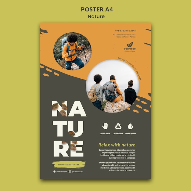 Free PSD relax with nature a4 poster
