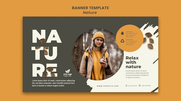 無料PSD 自然の水平バナーテンプレートでリラックス