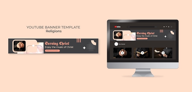 Modello di banner youtube di religione e culto