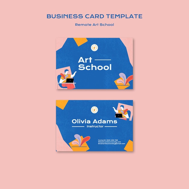 Remote art school business card template