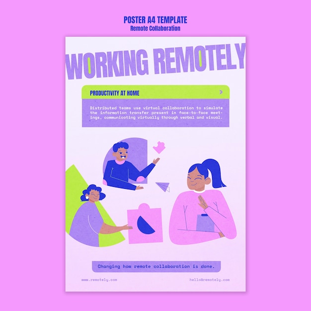 Free PSD remote collaboration a4 poster