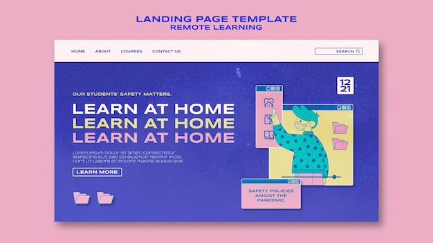 Free PSD remote learning landing page