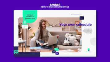 Free PSD remote working banner template