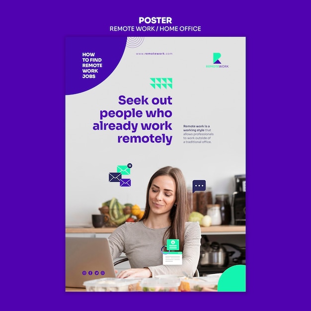 Free PSD remote working poster template