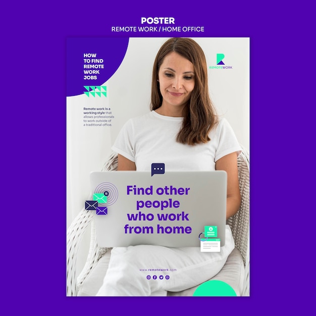 Free PSD remote working poster template