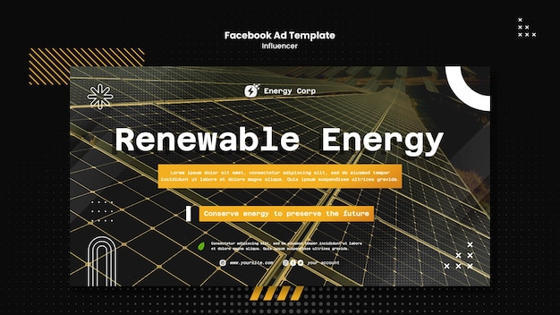 無料PSD 再生可能エネルギーとクリーン エネルギーのソーシャル メディア プロモーション テンプレート