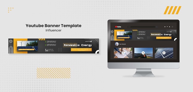 Шаблон баннера youtube для возобновляемых и чистых источников энергии