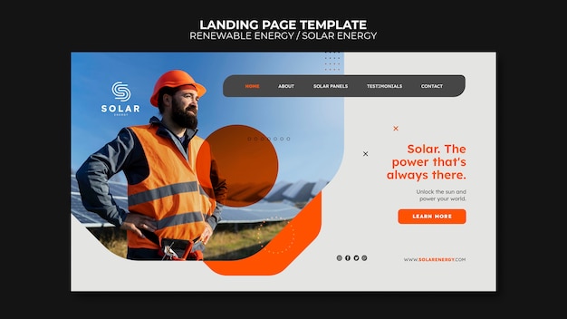 再生可能で持続可能なエネルギーのランディングページテンプレート