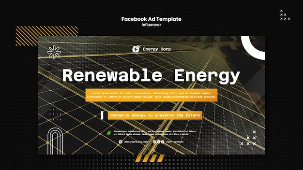 Modello promozionale per social media energia rinnovabile e pulita