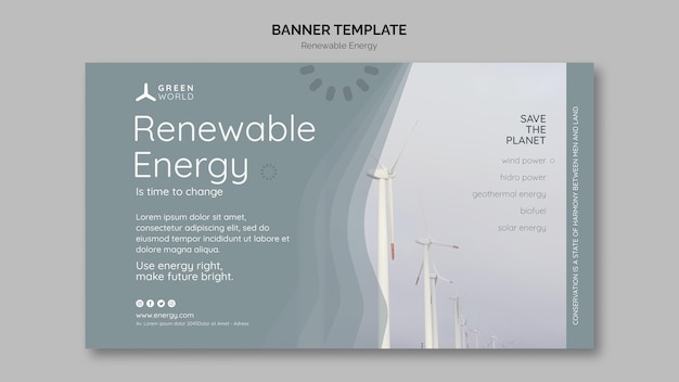 Modello di progettazione di banner di energia rinnovabile