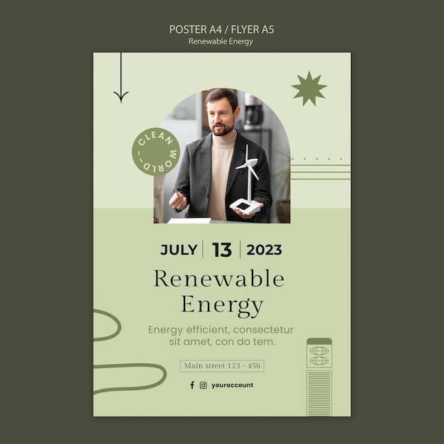 PSD gratuito modello di poster del concetto di energia rinnovabile