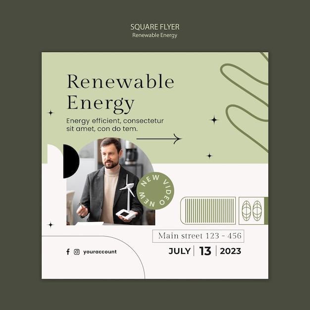 Free PSD renewable energy concept square flyer