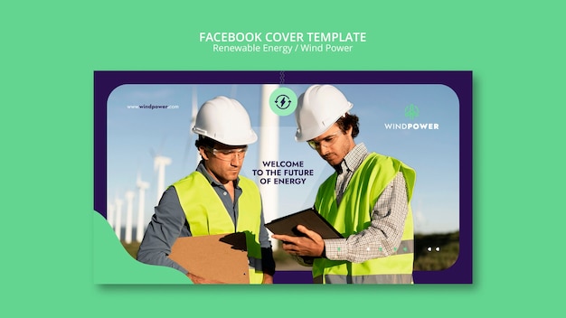 PSD gratuito design del modello di copertina facebook di energia rinnovabile