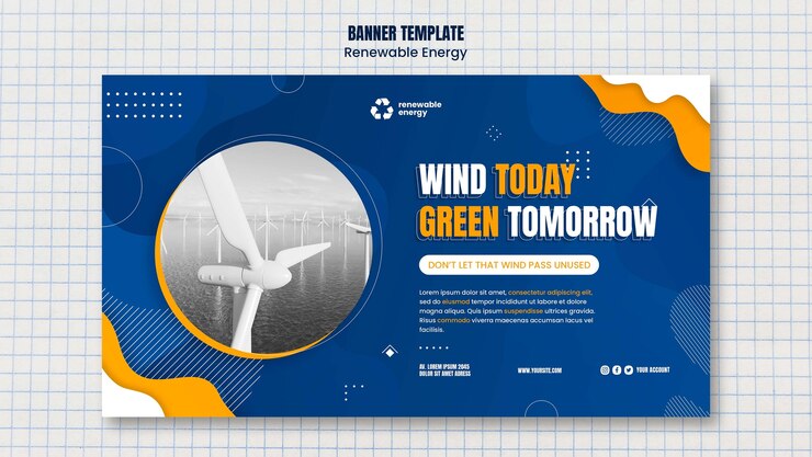 मुफ़्त PSD renewable energy horizontal banner template with abstract design