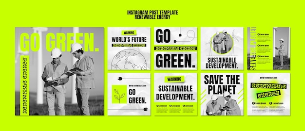 Free PSD renewable energy instagram posts collection