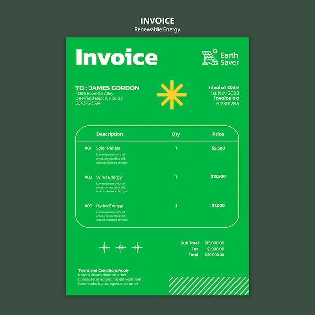 Renewable energy invoice template