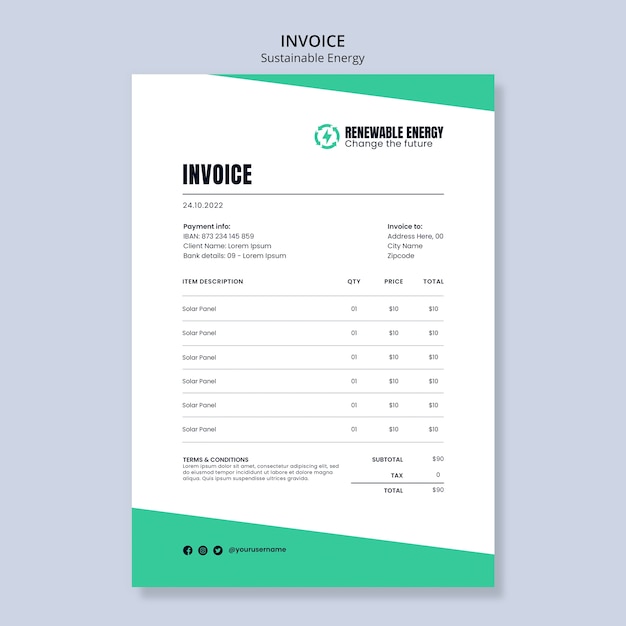 Renewable energy  invoice template