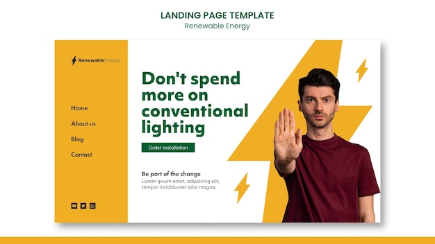 Renewable energy landing page design template