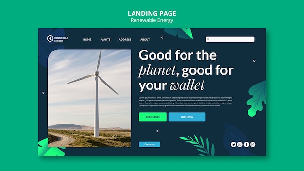 Free PSD renewable energy landing page template