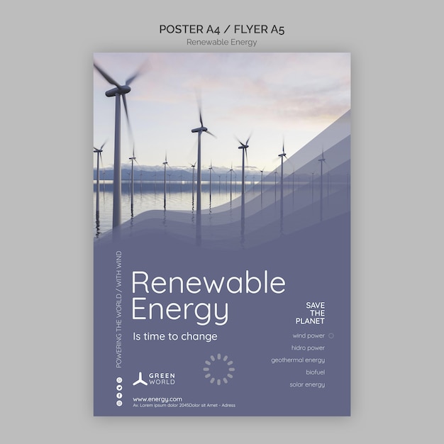 Modello di progettazione di poster di energia rinnovabile