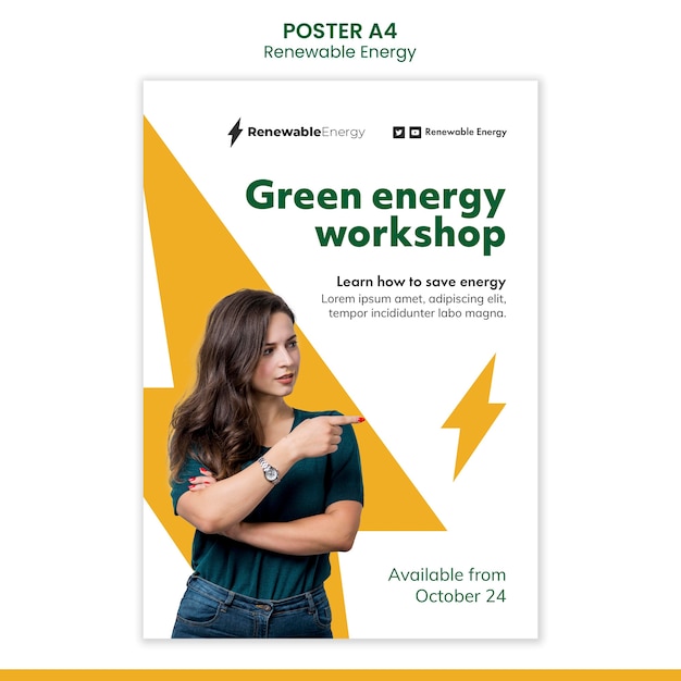 PSD gratuito modello di poster per l'energia rinnovabile