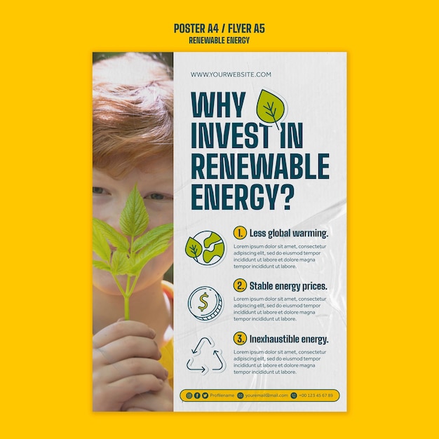 Бесплатный PSD Шаблон плаката по возобновляемой энергии