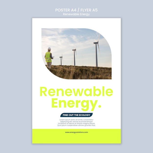 PSD gratuito modello di poster per l'energia rinnovabile