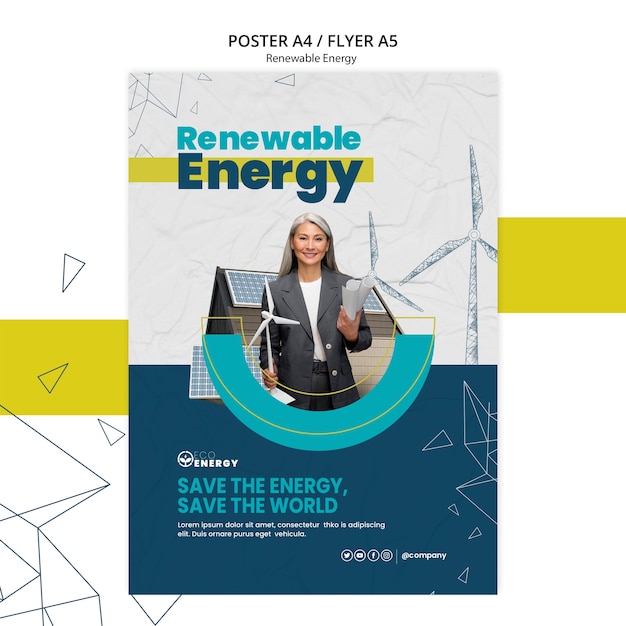 PSD gratuito modello di poster per soluzioni di energia rinnovabile