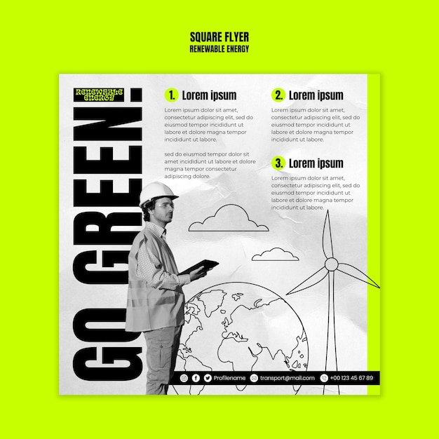 Free PSD renewable energy square flyer template