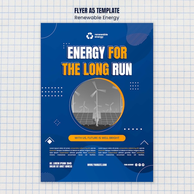 Modello di volantino verticale per energie rinnovabili con design astratto