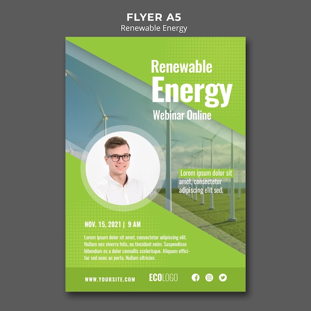 Free PSD renewable energy webinar flyer template