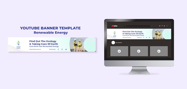 Шаблон художественного дизайна канала youtube для возобновляемых источников энергии