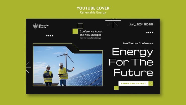 Free PSD renewable energy youtube cover design template