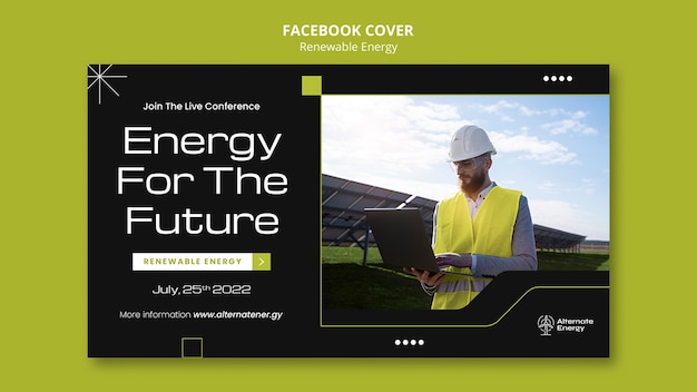 Renewable energy youtube cover design template