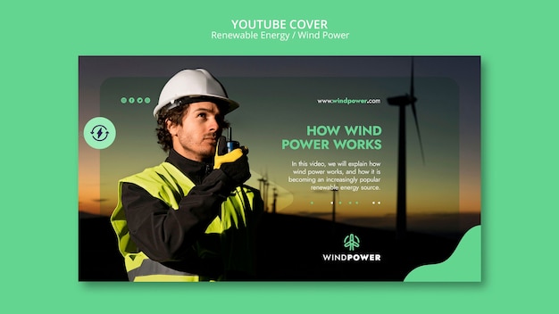 PSD gratuito design del modello di miniatura di youtube per l'energia rinnovabile