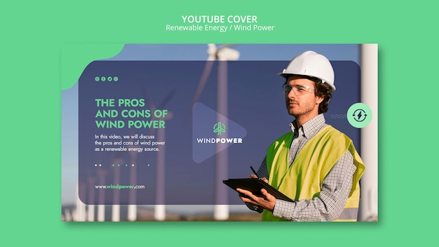 Renewable energy youtube thumbnail template design