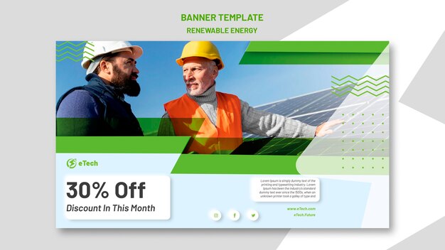 Renewable and sustainable energy horizontal banner template