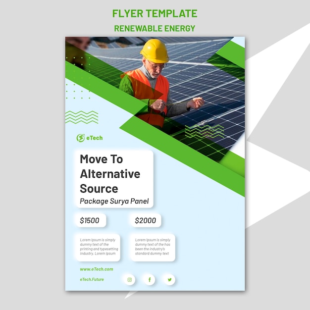 Renewable and sustainable energy vertical flyer template