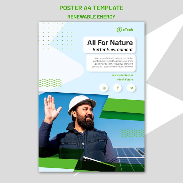 Free PSD renewable and sustainable energy vertical poster template